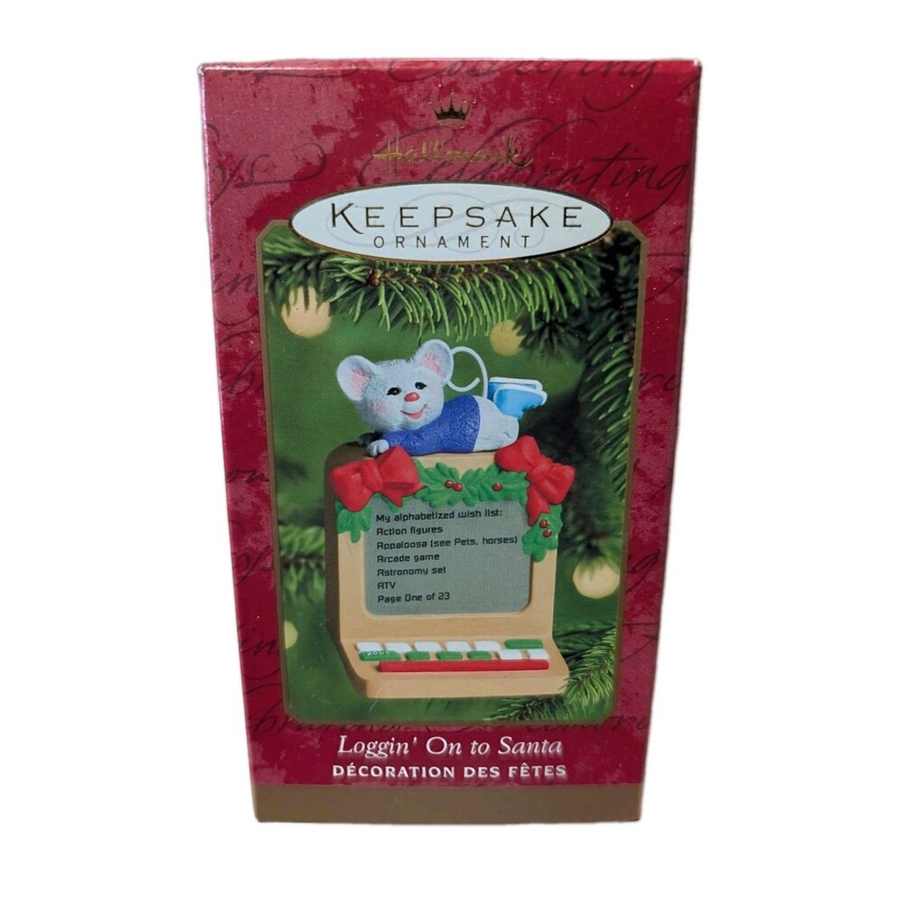 Hallmark Keepsake Collectable 2000 Ornament Loggin On To Santa  Computer/Mouse